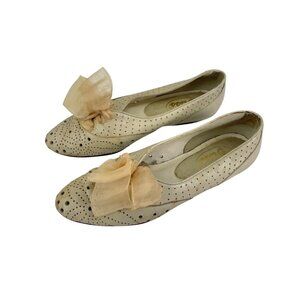 Bass 1930s style shoes 70s 80s vintage white leather perforated wingtip lace up